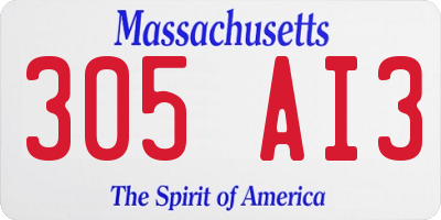 MA license plate 305AI3