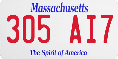 MA license plate 305AI7