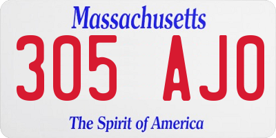 MA license plate 305AJ0