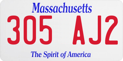 MA license plate 305AJ2