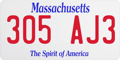 MA license plate 305AJ3