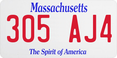 MA license plate 305AJ4