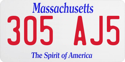 MA license plate 305AJ5