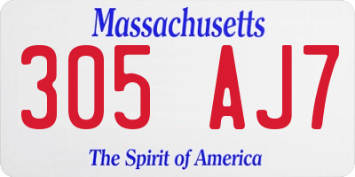 MA license plate 305AJ7