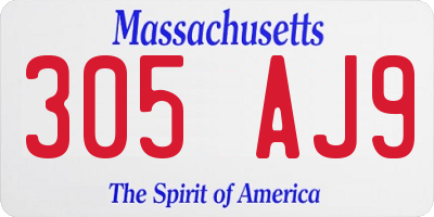 MA license plate 305AJ9