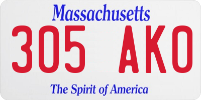 MA license plate 305AK0