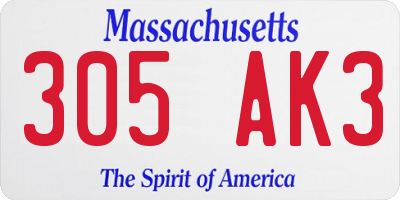 MA license plate 305AK3