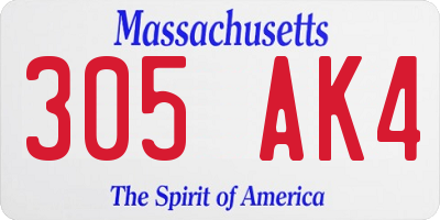 MA license plate 305AK4