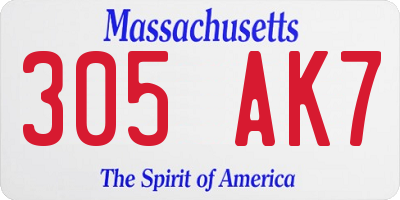 MA license plate 305AK7