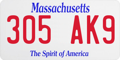 MA license plate 305AK9