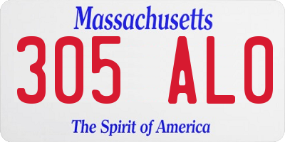 MA license plate 305AL0