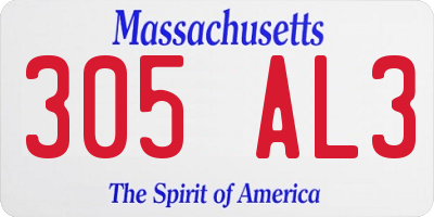 MA license plate 305AL3
