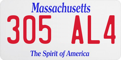 MA license plate 305AL4
