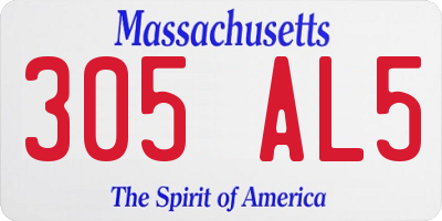 MA license plate 305AL5