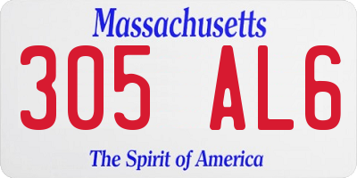 MA license plate 305AL6