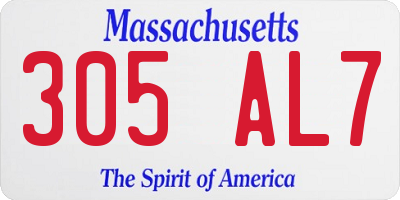 MA license plate 305AL7