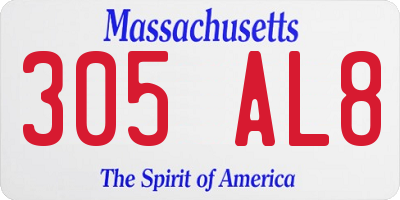 MA license plate 305AL8