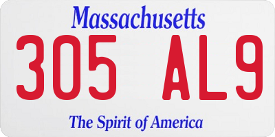 MA license plate 305AL9