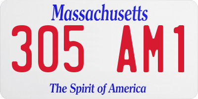 MA license plate 305AM1