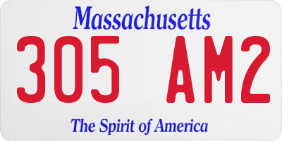 MA license plate 305AM2