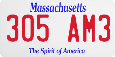 MA license plate 305AM3