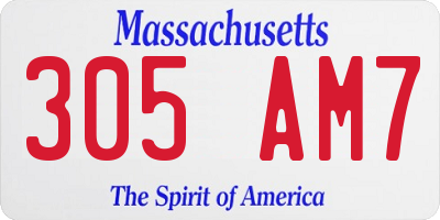 MA license plate 305AM7