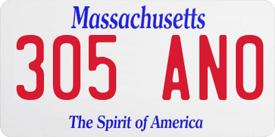 MA license plate 305AN0