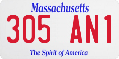 MA license plate 305AN1