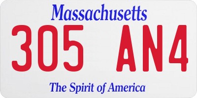 MA license plate 305AN4
