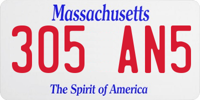 MA license plate 305AN5
