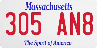 MA license plate 305AN8