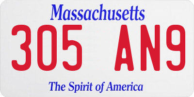 MA license plate 305AN9