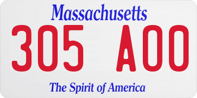 MA license plate 305AO0
