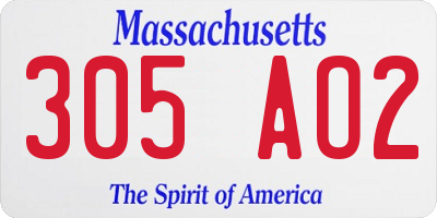 MA license plate 305AO2