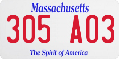 MA license plate 305AO3