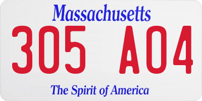 MA license plate 305AO4