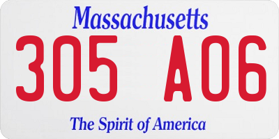 MA license plate 305AO6