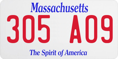MA license plate 305AO9