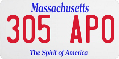 MA license plate 305AP0