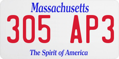 MA license plate 305AP3