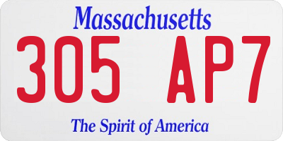 MA license plate 305AP7
