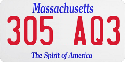 MA license plate 305AQ3