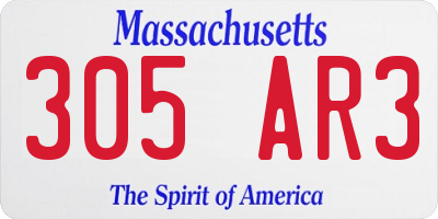 MA license plate 305AR3