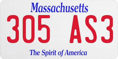 MA license plate 305AS3