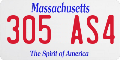 MA license plate 305AS4