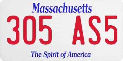 MA license plate 305AS5