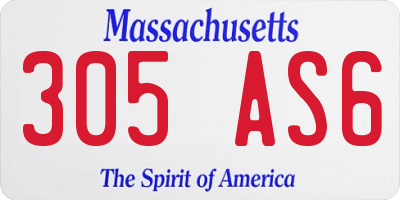 MA license plate 305AS6