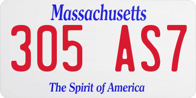 MA license plate 305AS7