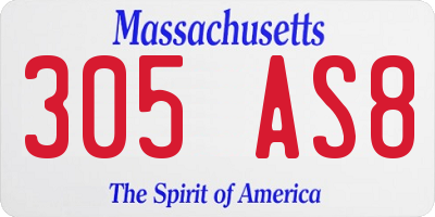 MA license plate 305AS8
