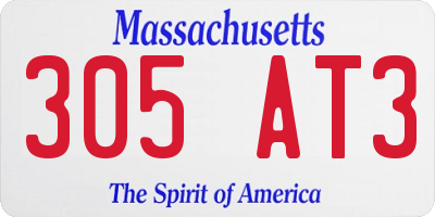 MA license plate 305AT3